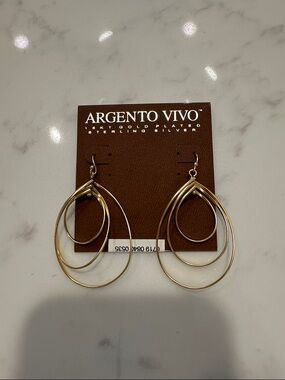 Argento Vivo 18KT Gold Plated Layered Teardrop Hoop Earrings
